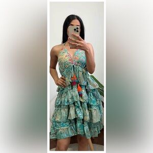 Bohemian Floral Kids Dress - Teal